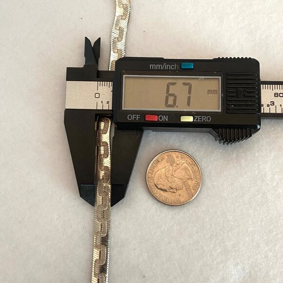 Sterling Silver 925 Italy Geometric Greek Key 6MM Herringbone Chain Necklace 16" - Picture 11 of 15